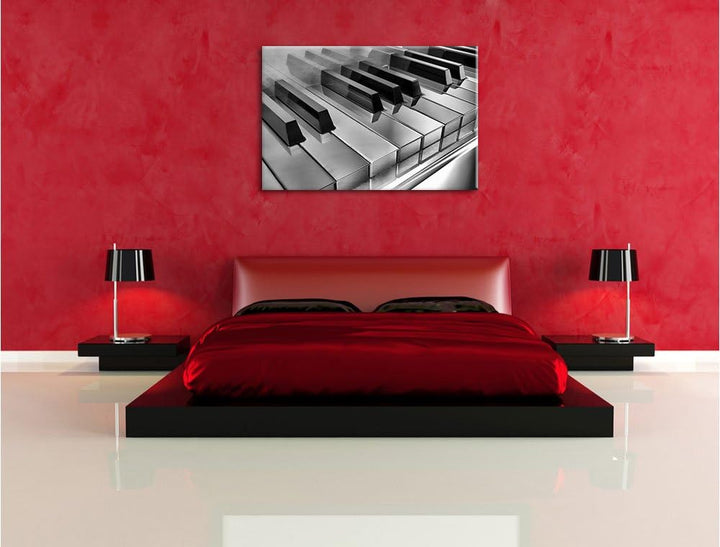 Pixxprint Piano Klaviertasten als Leinwandbild/Grösse: 100x70 cm/Wandbild/Kunstdruck/fertig bespannt