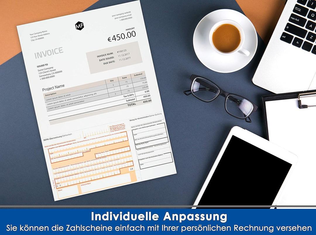 500 x Überweisungsträger Überweisungsformular SEPA Zahlschein A4 unten links 732111 Menge wählbar 50