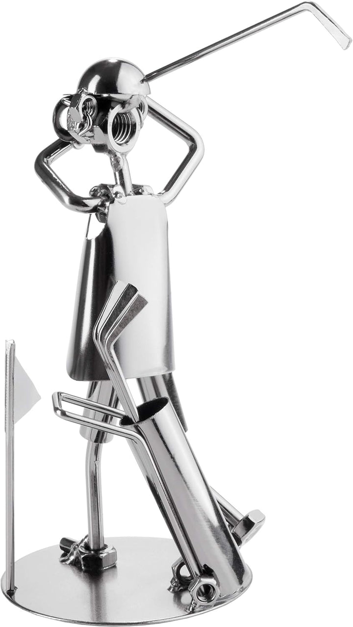 BRUBAKER Schraubenmännchen Golfer - Handarbeit Eisenfigur Metallmännchen Golf - Metallfigur Geschenk