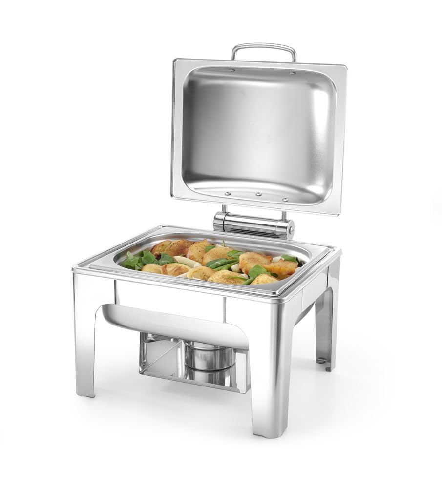 HENDI Chafing Dish, Satiniert, Inkl. zwei Brennpastenbehälter, einer Lebensmittelpfanne, einem Wasse