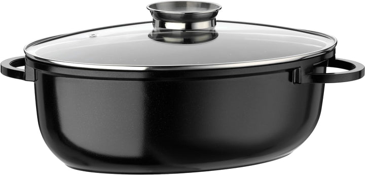 GSW 410571 Gourmet Ceramica Induktion Bräter XL oval mit Aroma-Glasdeckel 38x25cm / ca. 8,5 Liter, A
