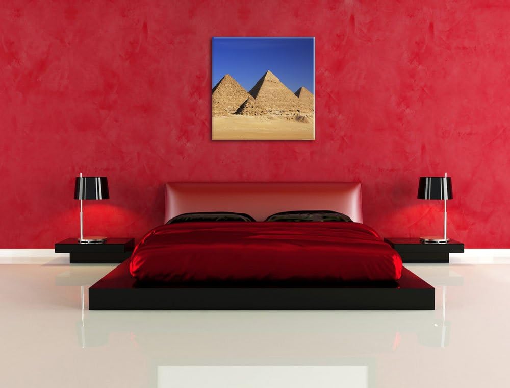 Pixxprint Pyramiden von Gizeh als Leinwandbild/Grösse: 70x70 cm/Wandbild/Kunstdruck/fertig bespannt,