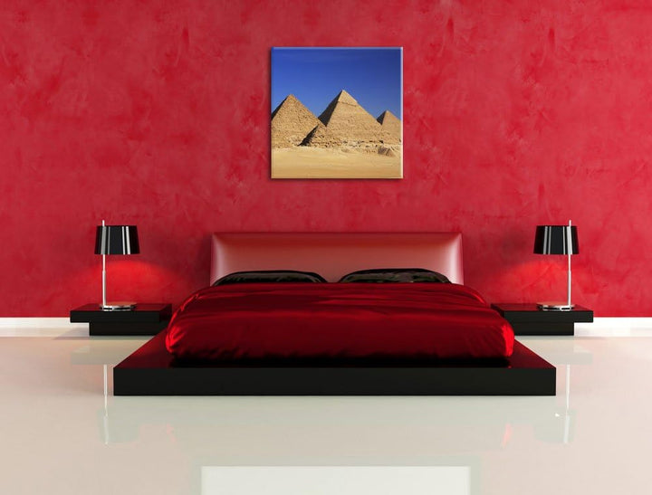 Pixxprint Pyramiden von Gizeh als Leinwandbild/Grösse: 70x70 cm/Wandbild/Kunstdruck/fertig bespannt,