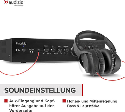 Audizio AD220B - HiFi-Stereo-Verstärker, Bluetooth Verstärker für Lautsprecher und HiFi Anlage, Ampl