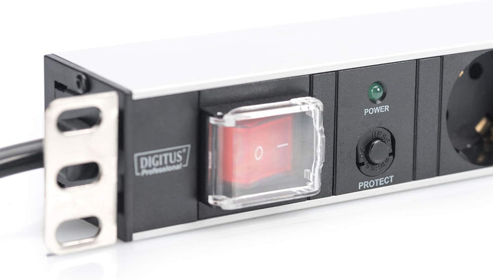 DIGITUS 19" Steckdosenleiste - 7 Abgriffe - 1HE - 250VAC - 50/60Hz - 16A - 4000W - Mit Überlastschut