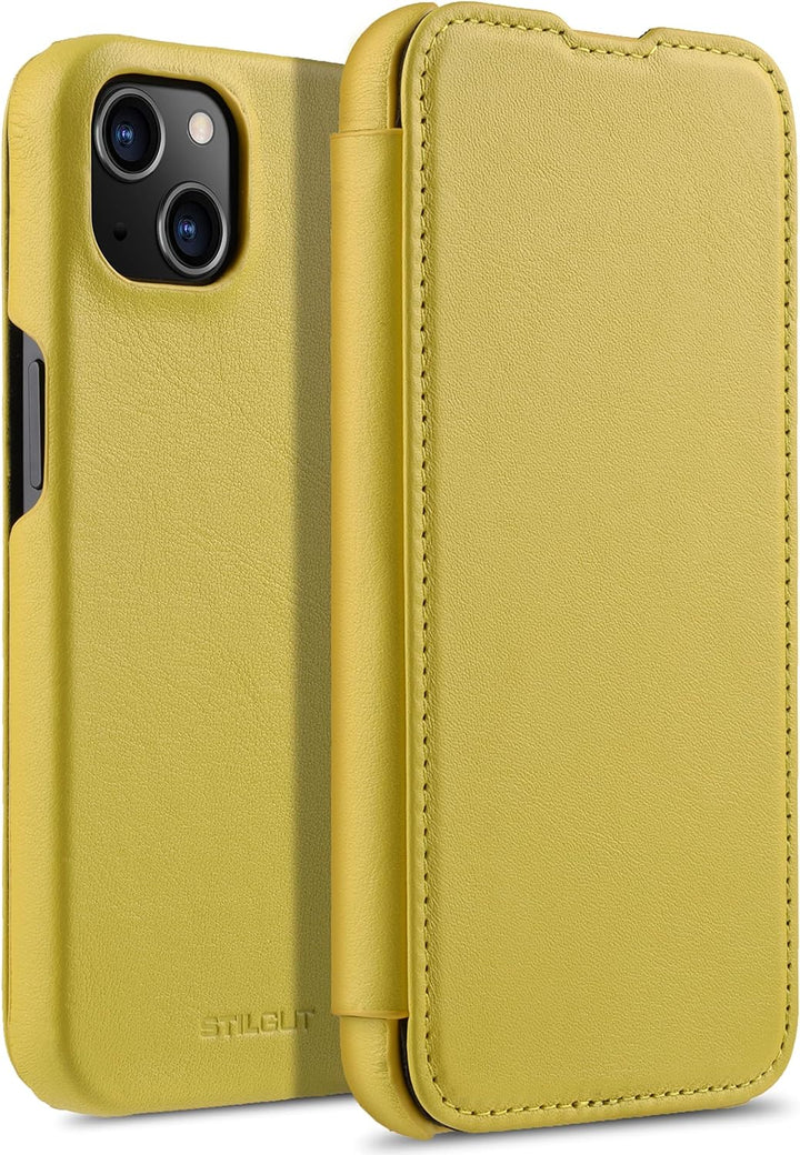 STILGUT Book Case kompatibel mit iPhone 13 (6.1“) Hülle aus italienischem Leder - Italian Collection