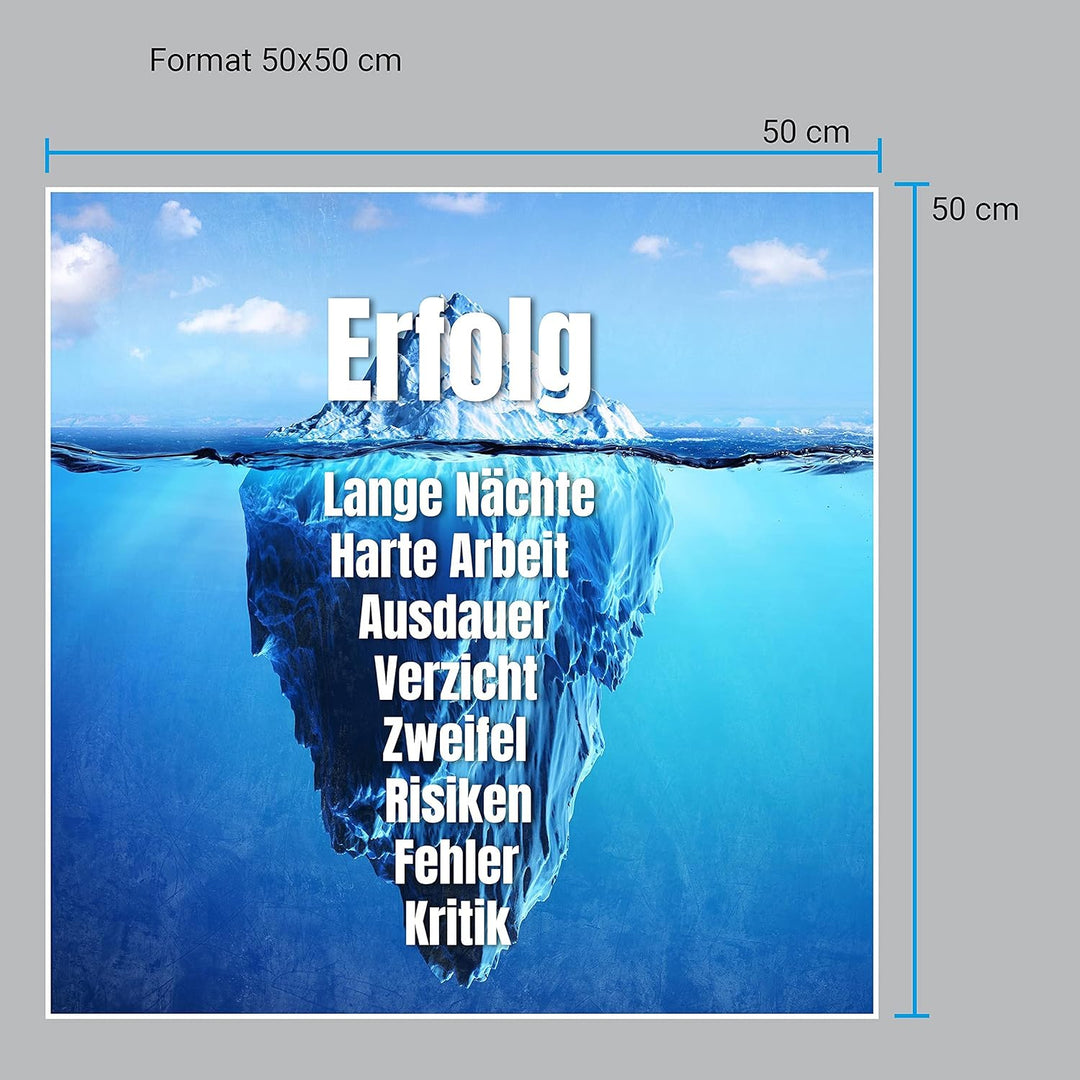 wandmotiv24 Poster als Wanddeko, Grösse 50x50cm, Erfolg Eisberg, Arktis, Arbeit, Moderne Wanddeko, W