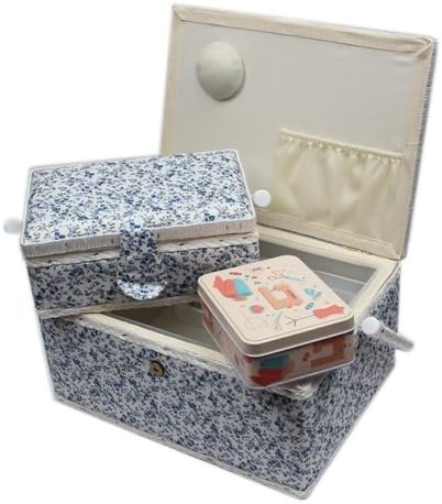 Ackermann Nähkorb-Set mit Tragegriff (1x gross und 1x mittel) + 1x kleine Accessoires-Box aus Metall