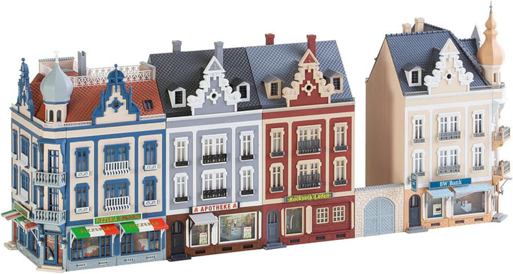 FALLER Stadthäuserzeile Beethovenstrasse Modellbausatz mit 1068 Einzelteilen 452 x 118 x 200 mm I Mo