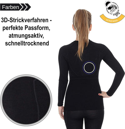 BRUBECK Damen Langarm Funktionsshirt | Atmungsaktiv | Thermo | Sport | Outdoor | Unterhemd | Unterwä