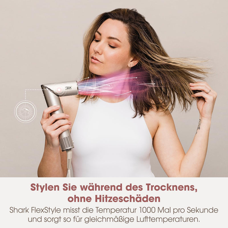 Shark FlexStyle 3-in-1 Luftstyler & Haartrockner, Auto-Wrap-Lockenaufsatz, Ovalbürste, Konzentrator,