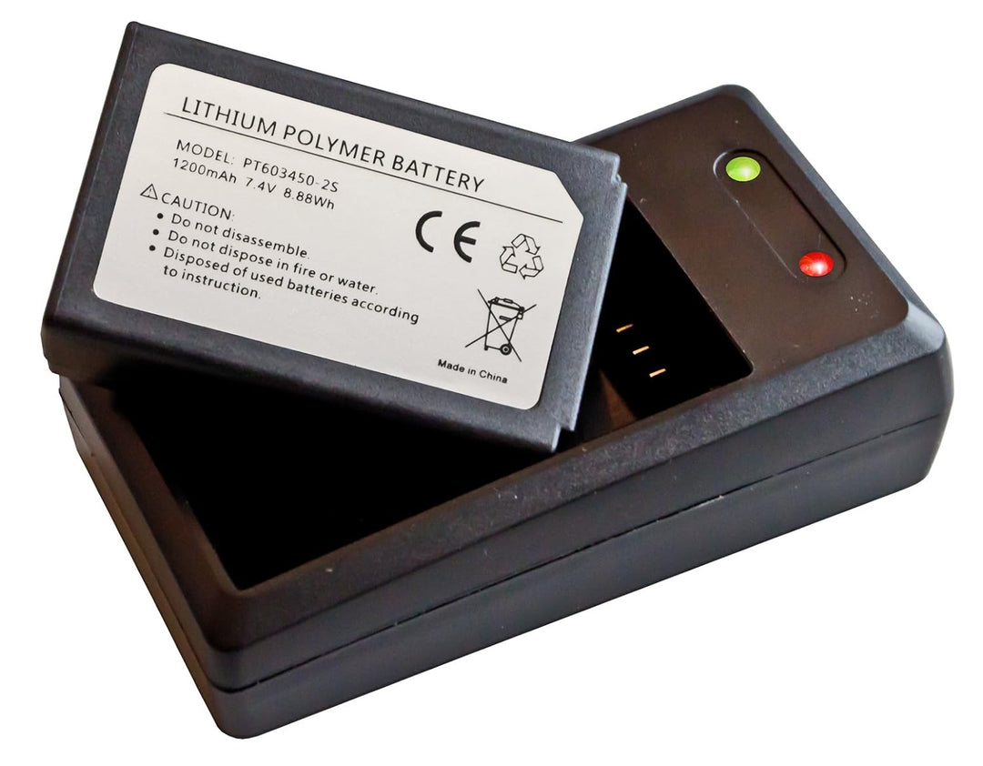 PeakTech Lithium Polymer Battery (Li-PO)/ Akku 1200mAh 7.4V (8.88WH) im Set mit Ladeadapter passend