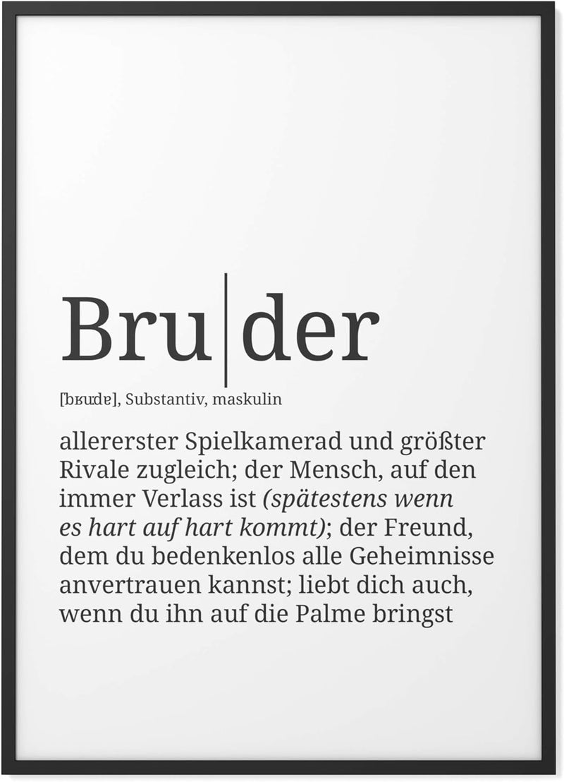 Papierschmiede® Definition: Bruder, DIN A1 (59x84 cm), XXL Poster für Wohnzimmer, Schlafzimmer, Küch