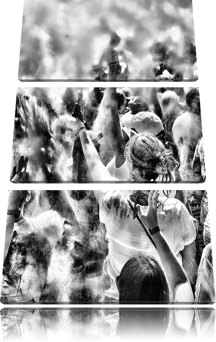 Pixxprint Monocrome, Farben Festival, Holi Indien 3-Teiler Leinwandbild 120x80 Bild auf Leinwand