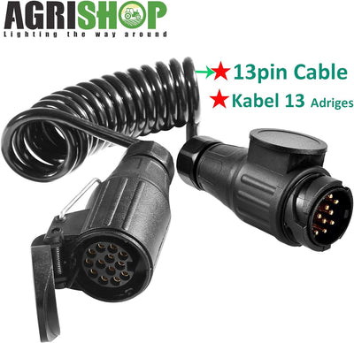 AgriShop Anhänger Verlängerungskabel Adapter13-Polig auf 13 Polig,1.8M Spiralkabel Anhänger 13 polig