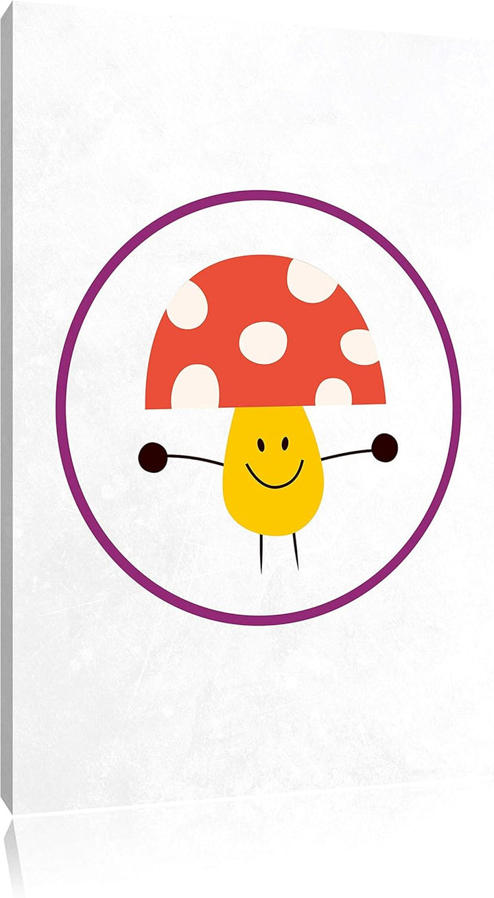 Pixxprint Süsser Pilz als Leinwandbild/Grösse: 100x70 cm/Wandbild/Kunstdruck/fertig bespannt 70x100,