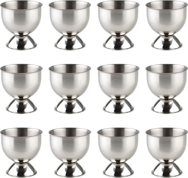 Eierbecher aus Edelstahl für weich gekochte Eier 12er Set Eierhalter Tablett, 12