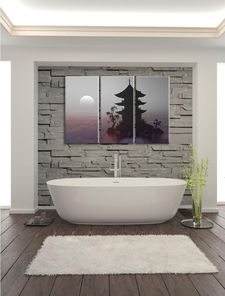 Pixxprint Buddhistischer Tempel in Asien als Leinwandbild/Grösse: 3 Teilig (120x80 cm) cm/Wandbild/K
