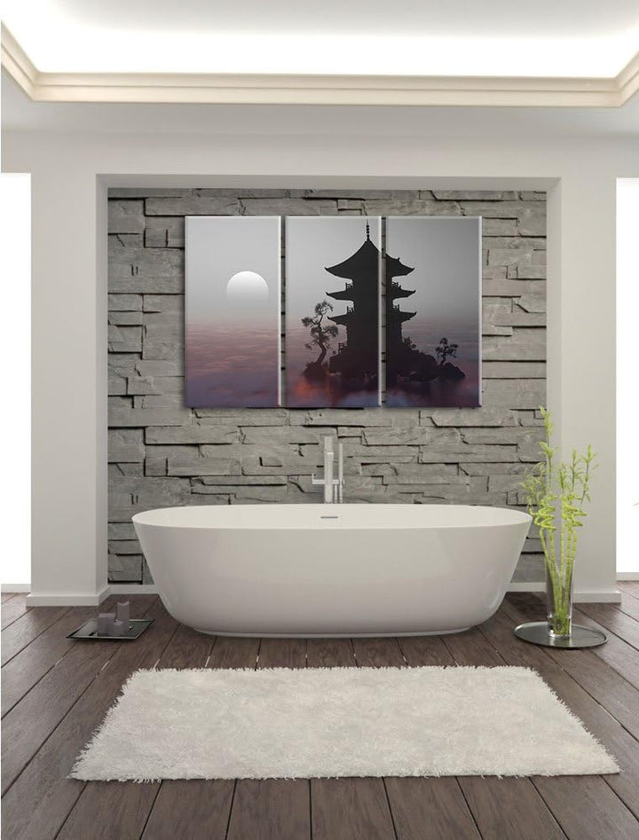 Pixxprint Buddhistischer Tempel in Asien als Leinwandbild/Grösse: 3 Teilig (120x80 cm) cm/Wandbild/K