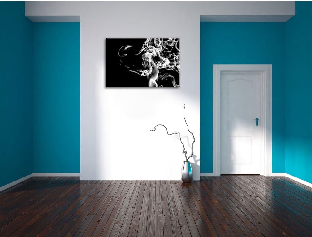 Pixxprint Monocrome, Dark Rauch in der Dunkelheit, Format: 100x70 auf Leinwand, 100x70