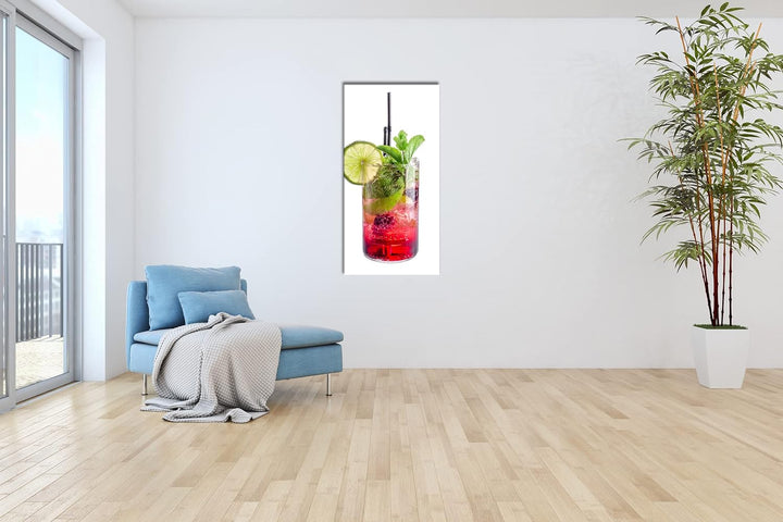 Cocktail Mojito Panorama 60x30 cm als Leinwandbild, Motiv fertig gerahmt auf Echtholzrahmen, Hochwer