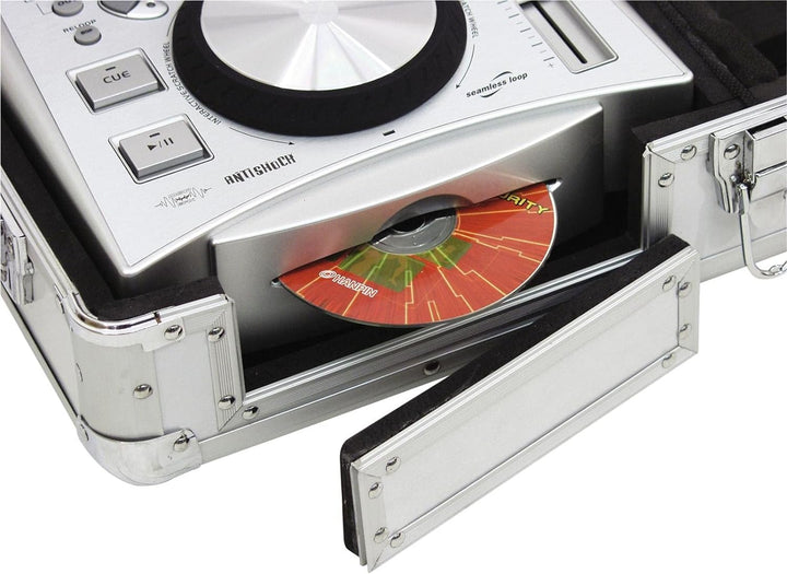 ROADINGER Universal-Konsole DIGI-1 2xCD/1xM-10 sil | DJ-Flightcase für 2 CD-Player und ein Mischpult