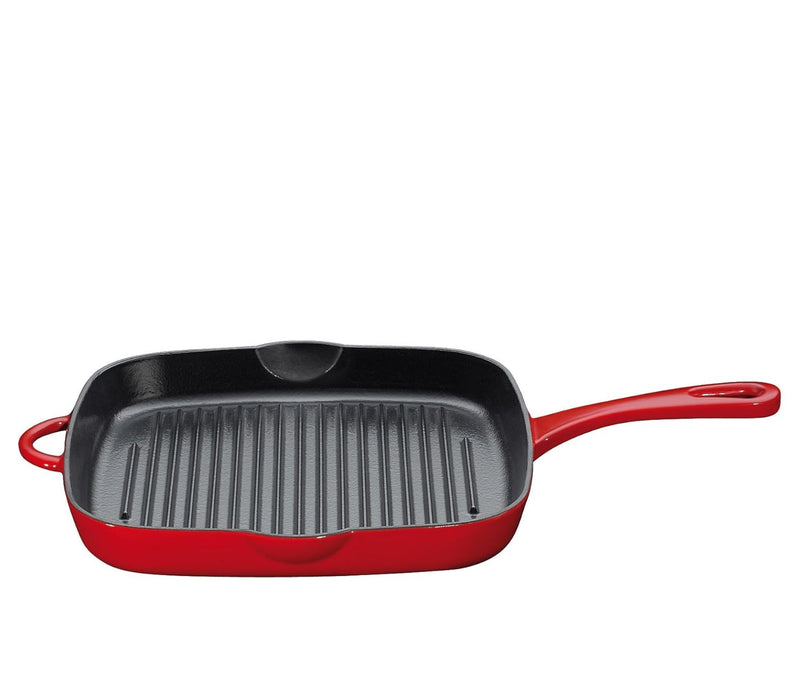 Küchenprofi Grillpfanne hoch in rot, Gusseisen, 26 cm, 26 x 26 x 10 cm, Rot