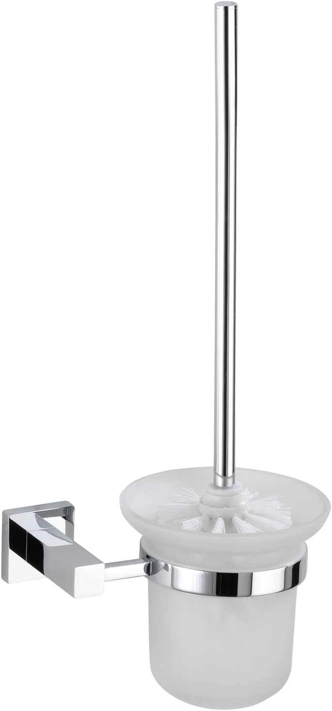 WENKO Power-Loc® WC-Garnitur San Remo - WC-Bürstenhalter, Befestigen ohne bohren, Messing, 17 x 38 x