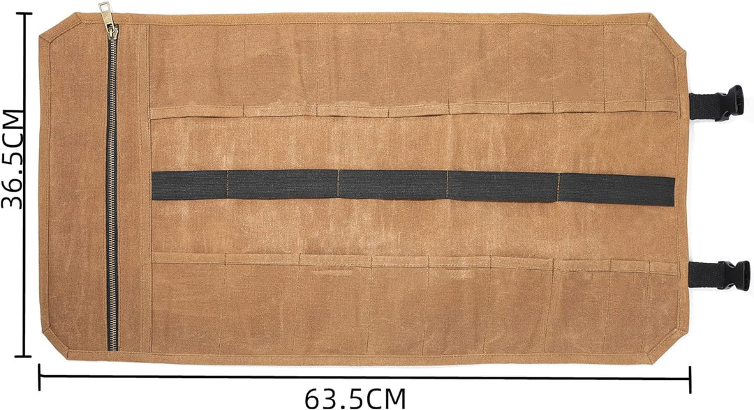 Werkzeugtasche, strapazierfähiges, gewachstes Segeltuch, Werkzeug-Rolltasche, Werkzeug-Organizer, (L