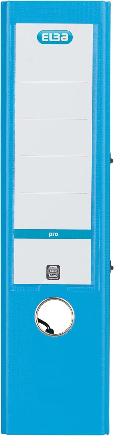Elba Ordner A4, Smart Pro, 8 cm breit, Kunststoff aussen, ozeanblau, 10 Stück hellblau A4, breit, he