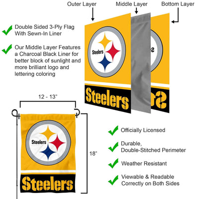 Pittsburgh Steelers Gartenflagge, doppelseitig, goldfarben