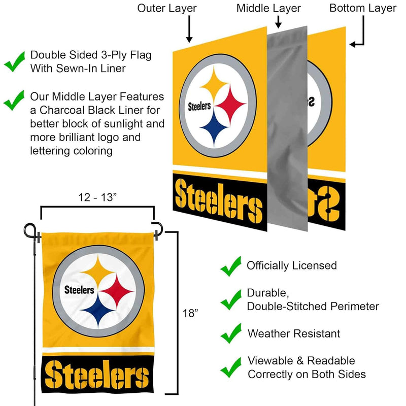 Pittsburgh Steelers Gartenflagge, doppelseitig, goldfarben