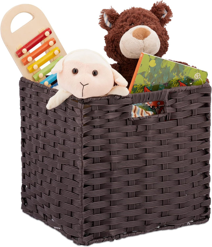 Relaxdays Aufbewahrungskorb, quadratischer PP-Korb für Bad u. Kinderzimmer, Regalkorb geflochten, 31
