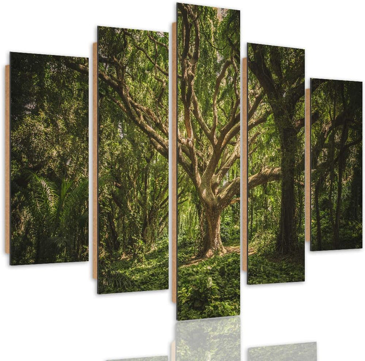 Feeby Wandbild XXL 5 tlg Landschaft Deco Panel Bild Baum Wald Natur braun 300x140 cm Deco panel 300x