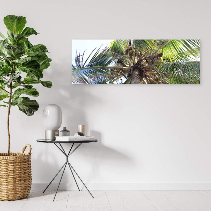 Feeby Deco Panel Kokosnüsse Bild Kunstdruck modern Palme Grün 120x40 cm Deko paneel 120x40 cm Grün_B