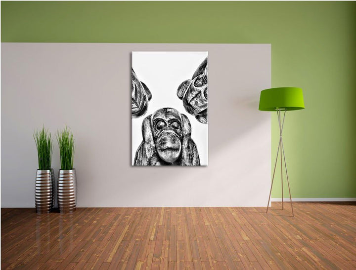 Pixxprint hören Nichts sehen Nichts Sagen als Leinwandbild/Grösse: 100x70 / Wandbild/Kunstdruck/fert