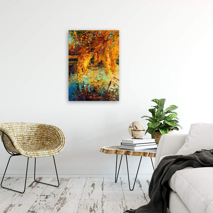 Bild auf Leinwand Herbst Kunstdruck modern Gemälde Orange 60x90 cm Leinwandbild 60x90 cm Orange_B, L