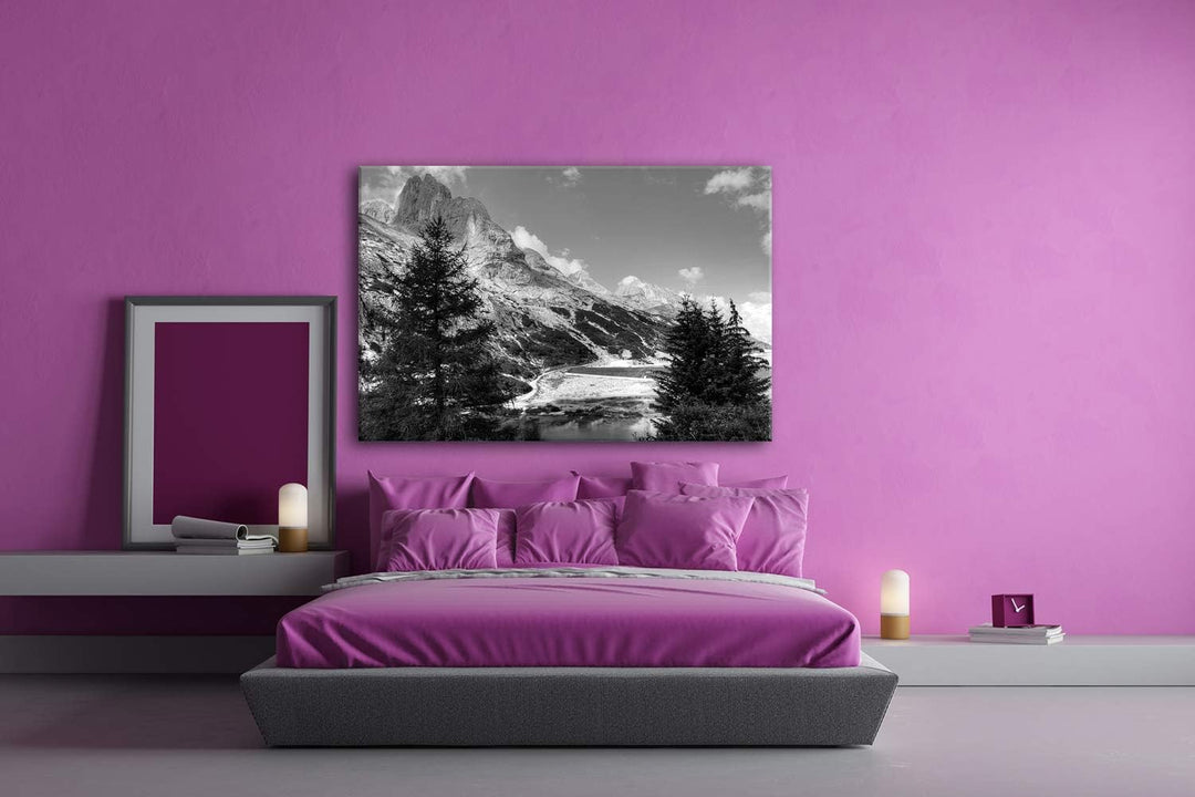 deyoli Berge in Südtirol Format: 80x60 Effekt: Schwarz&Weiss als Leinwandbild, Motiv fertig gerahmt