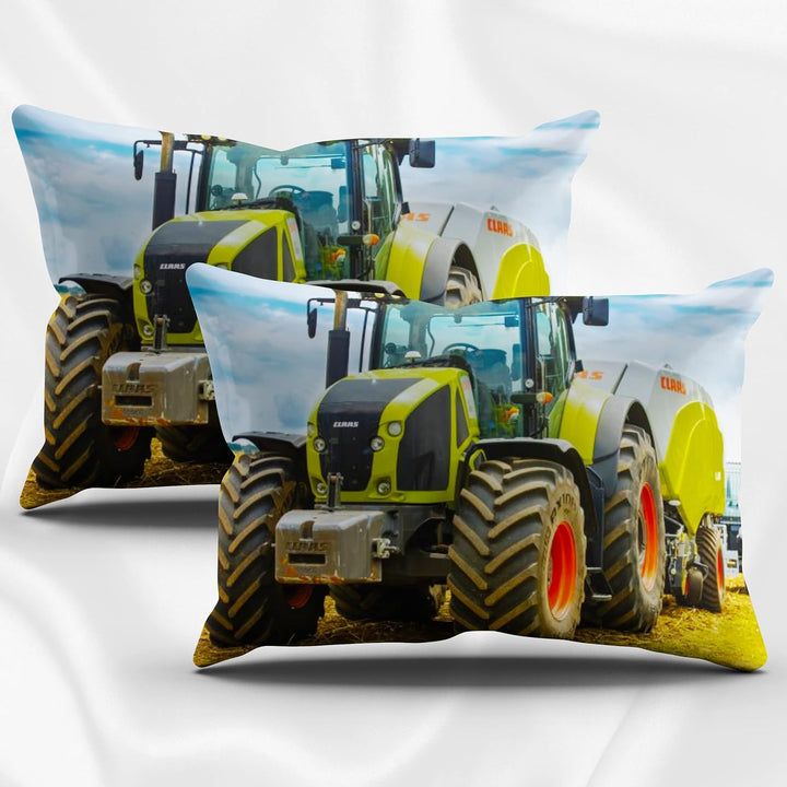 PQCXXA Traktor kinderbettwäsche 200x200cm,3-teilig Grün Traktor Bettwäsche-Set mit Reissverschluss u