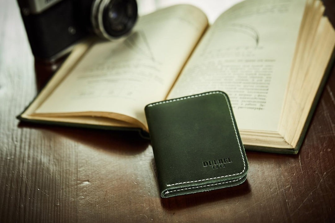 DUEBEL Herren Vollkorn Leder Bifold Reise Brieftaschen/Halter/Case/Protector, Grün