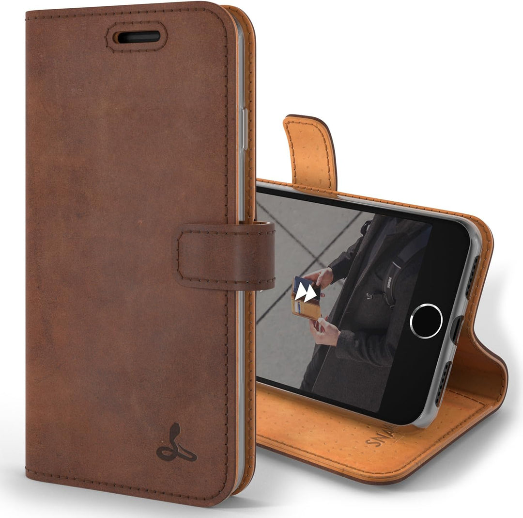 Snakehive iPhone SE 2022/2020 und iPhone 7/8 Hülle Leder | Stylische Handyhülle mit Kartenhalter & S