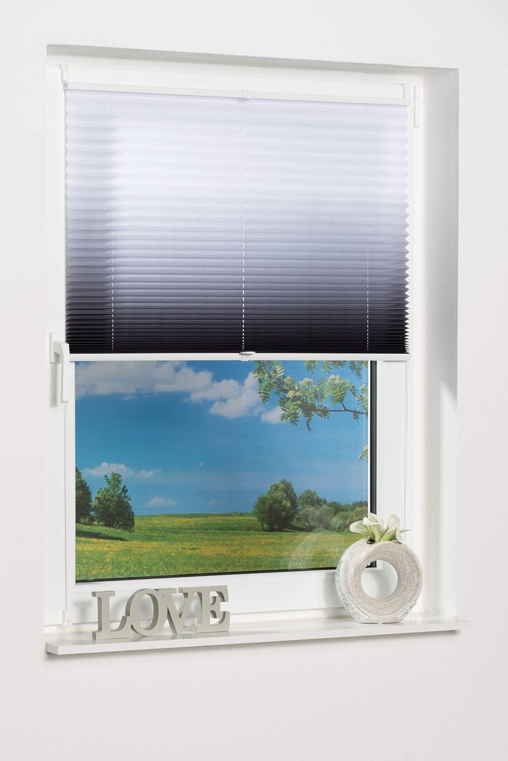 K-home Klemmfix-Plissee Farbverlauf Anthrazit 70cm x 130cm (B x L) 70 x 130 cm Anthrazit, 70 x 130 c