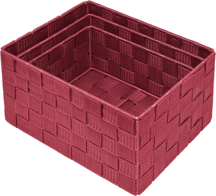 Lashuma 3er Pack Bad Körbchen, Korb Grössen: 24x18x14 cm, 21x16x12 cm und 19x14x10 cm, Regalboxen Fa
