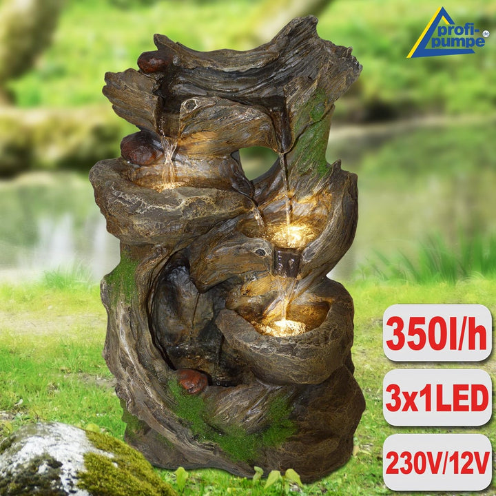 Amur Gartenbrunnen Brunnen Zierbrunnen Zimmerbrunnen Brunnen mit LED-Licht 230V Wasserfall Wasserspi