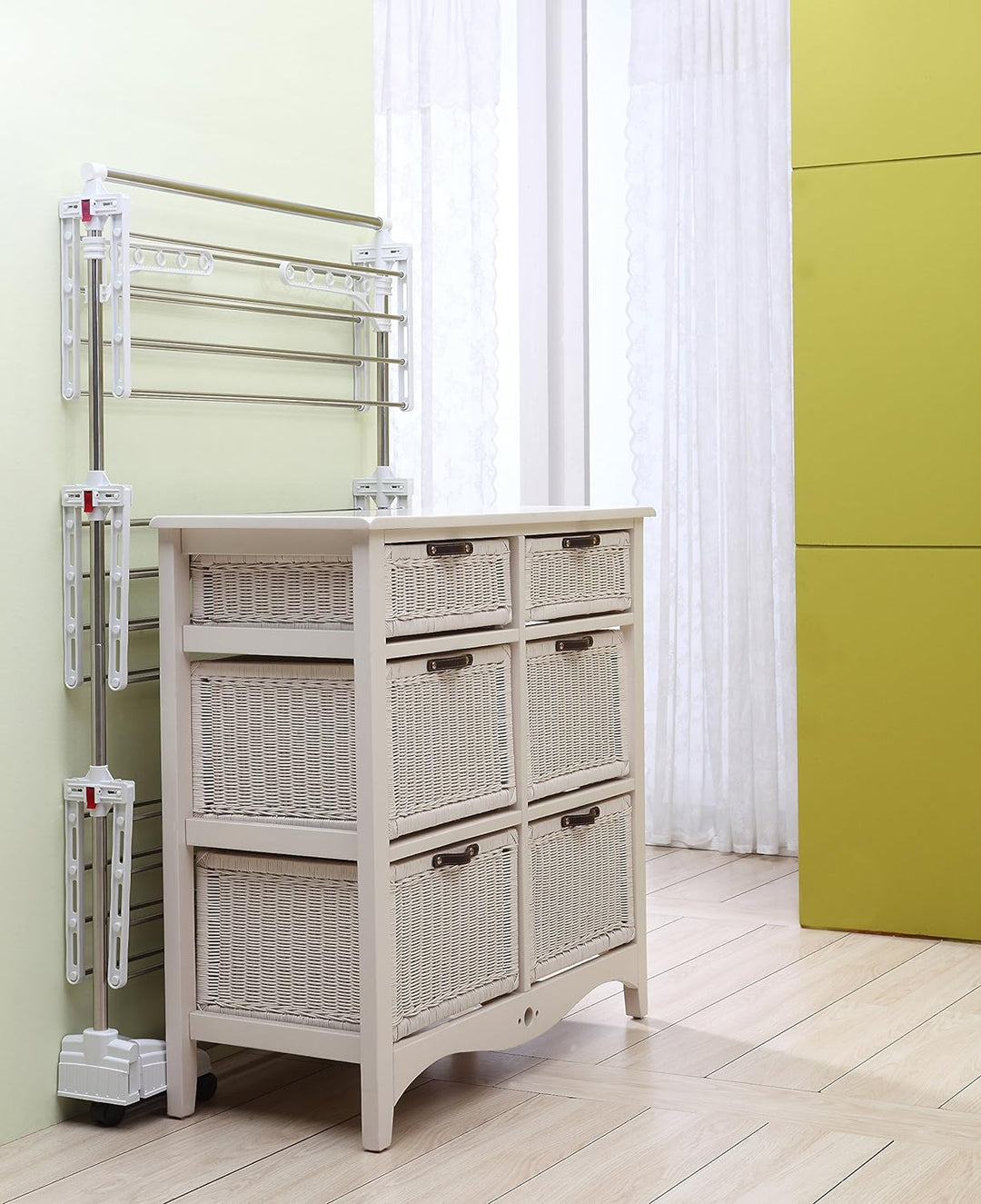 One Click Luxus Wäscheständer platzsparend - Standtrockner hoch - Wäscheturm auf 3 Ebenen E3 mit 3 E