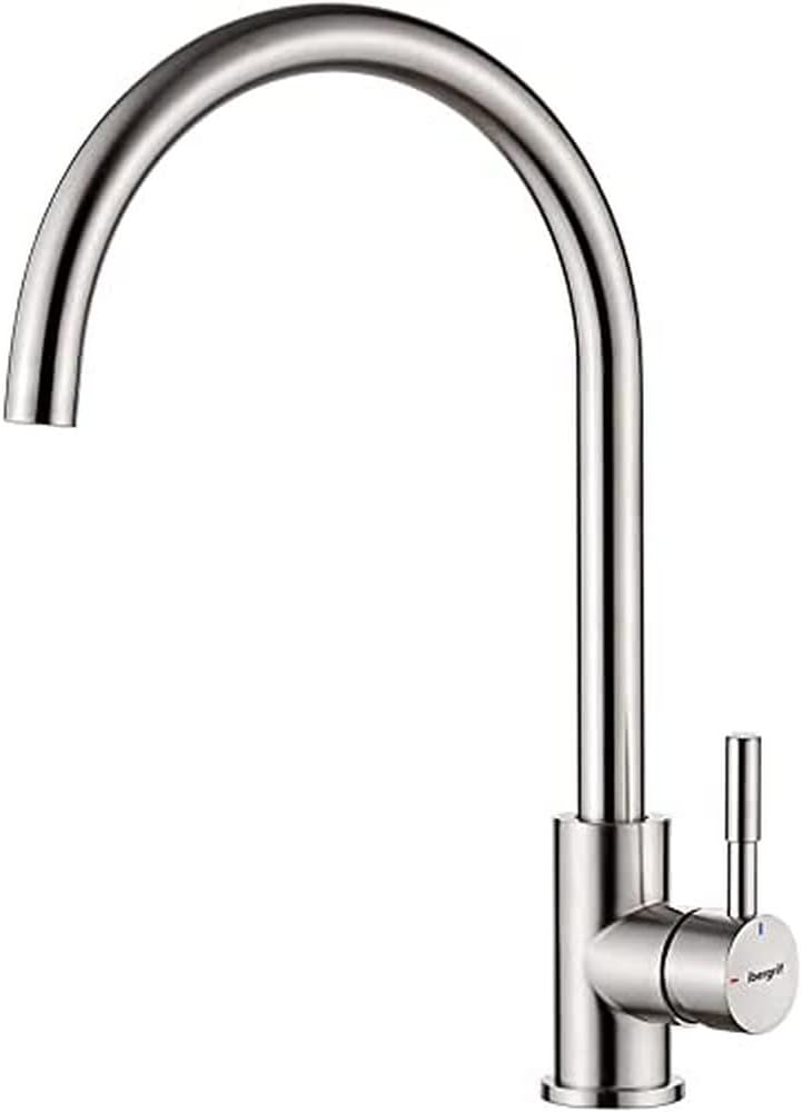 Ibergrif M22110, Edelstahl Küchenarmatur, Einhebel Wasserhahn für Küche mit hoher Auslauf 271 mm, Ma