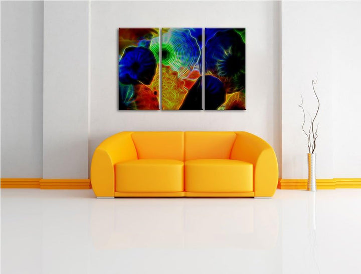 bunte Quallen NewArt 3-Teiler Leinwandbild 120x80 Bild auf Leinwand, XXL riesige Bilder fertig gerah
