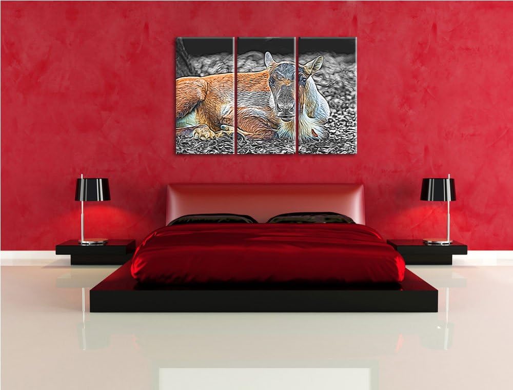 junger Elch schwarz/weiss Deluxe 3-Teiler Leinwandbild 120x80 Bild auf Leinwand, XXL riesige Bilder