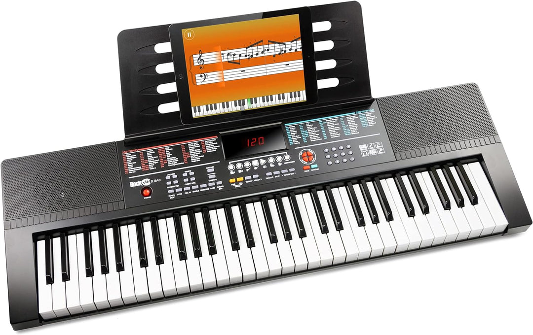 Rockjam RJ640 61 Tastaturklavier mit Notenständer, Klaviernotenaufklebern und einfach Klavierunterri
