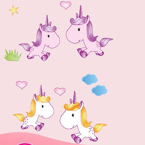 Wandkings Einhörner Wandsticker XL Set, 40 Aufkleber, Gesamtfläche 130 x 70 cm